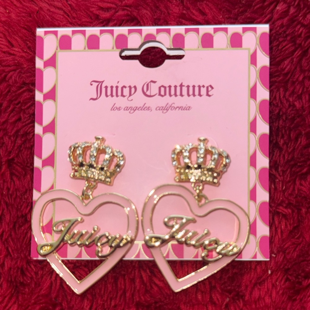 Juicy Couture Pink and Gold Heart Earrings